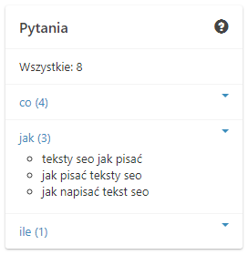Pytania związane z wpisanymi frazami.