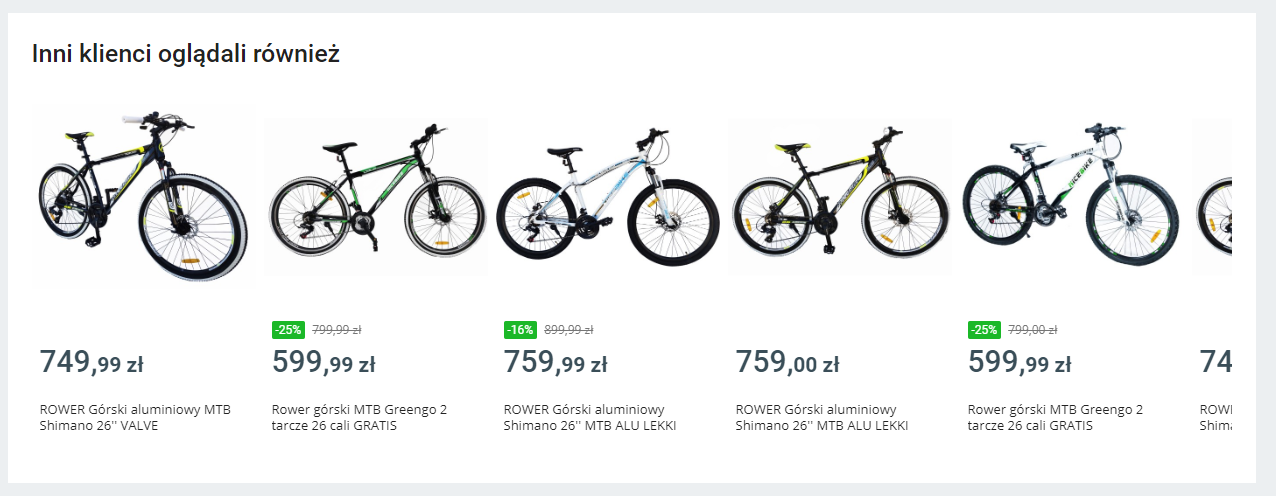 Przykład rozdziału rekomendacje w sklepie e-commerce