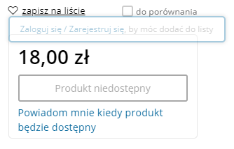 Niedostępne produkty w sklepie internetowym