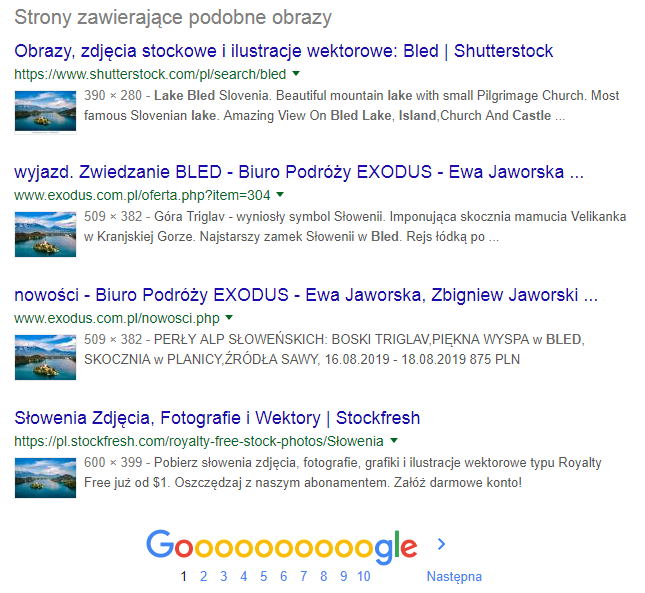 Podobne obrazy w Google