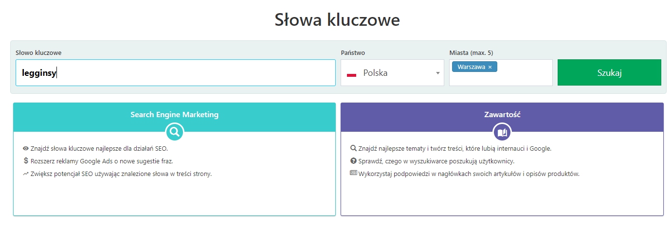 Darmowe narzędzia słów kluczowych