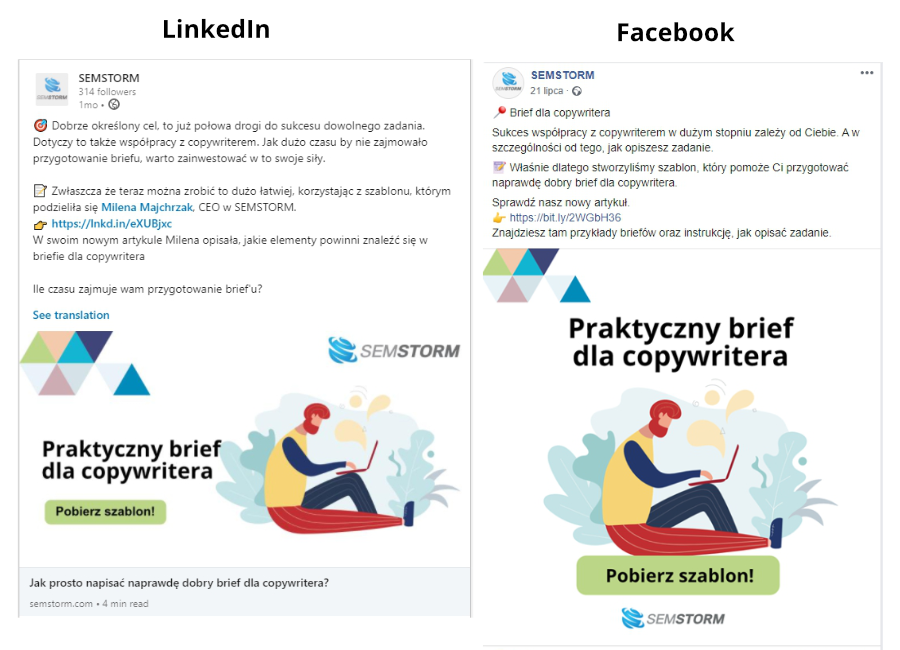 Przykład dopasowania tekstu do kanału 