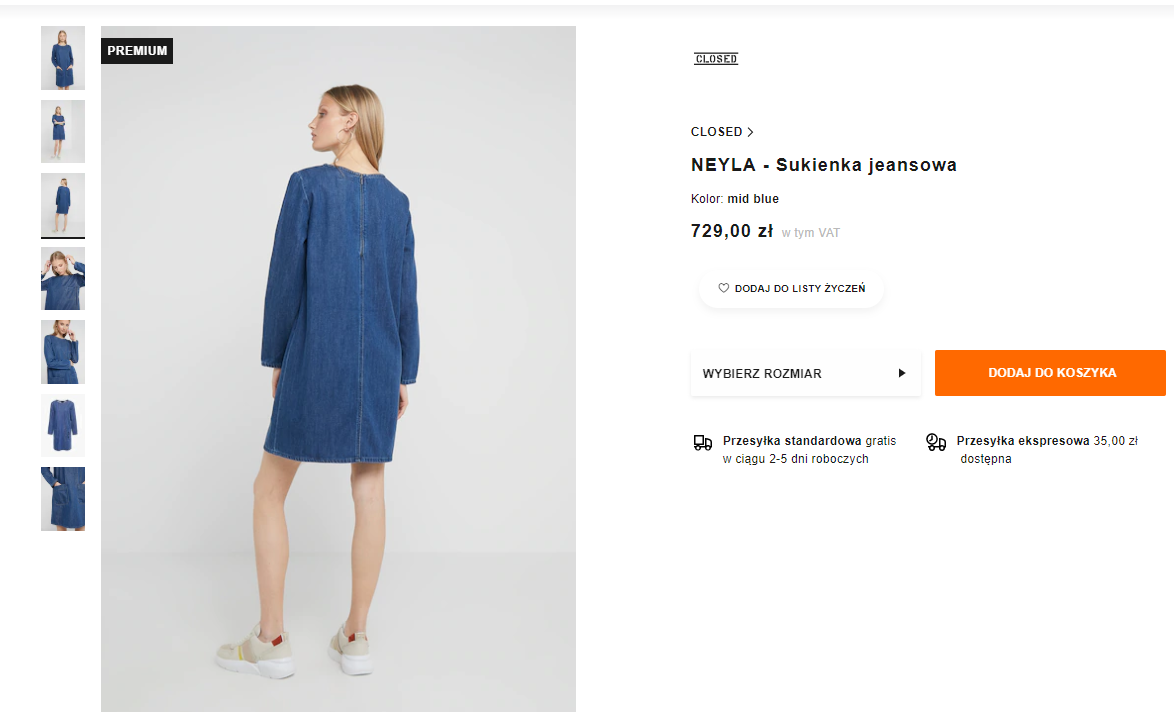 Prezentacja sukienki na zdjęciach w e-commerce